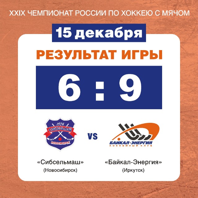 XXIX Чемпионат России. Сибсельмаш (Новосибирск)- Байкал-Энергия (Иркутск) 6 : 9 ( 1 : 7)